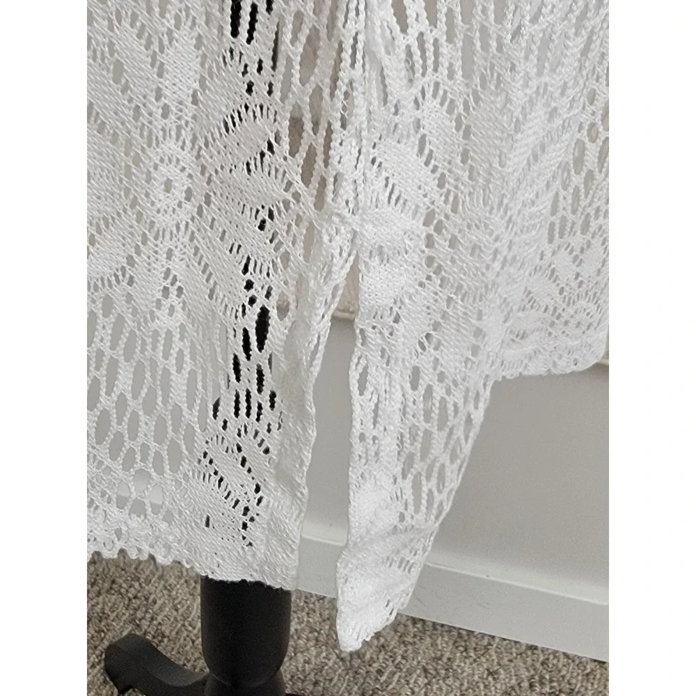 Sonoma Crochet Lace Swim Cover Up Women Large White Excellent Floral V-Neck Long